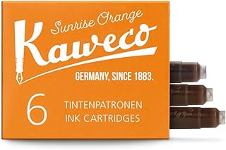 Kaweco Fountain Pen Ink Cartridges for Cartridge Fountain Pens with Short Standard Cartridges in Sunrise Orange | Set of 6 Fountain Pen Cartridges | Ink in Sunrise Orange