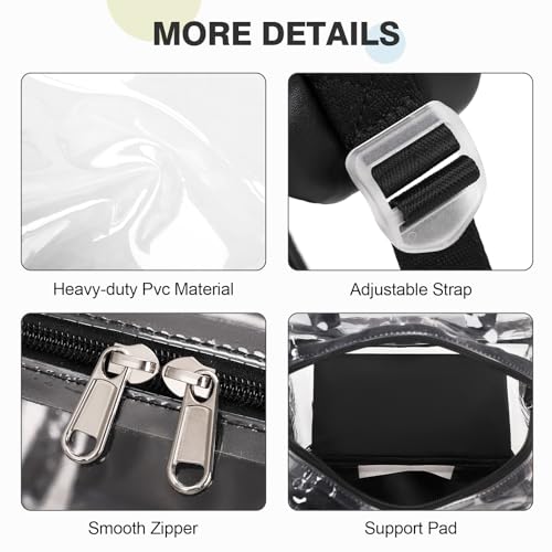 2PCS Clear Backpack for Women Men Girls Boys, Heavy Duty Clear Backpack with Clear Tote Bag for Stadium Events, See Through Backpack, Large Transparent Backpack Clear Bookbag for Concert Work Travel4