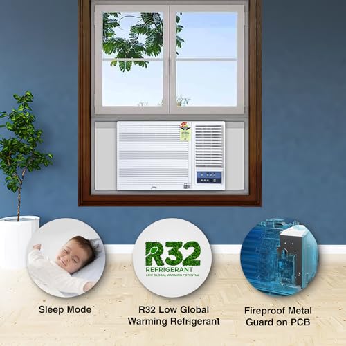 Image of Godrej 1 Ton 3 Star, Turbo Mode Window AC (Copper, Anti-Dust Filter, Anti-Freeze Thermostat, AC 1T WFC 12UTC3 WWA Window 3S, White)