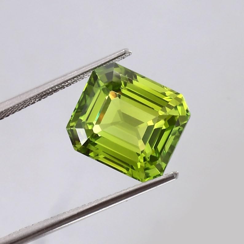 Saphir vert Ceylan naturel taille émeraude 12x11mm, cadeau idéal création DIY
