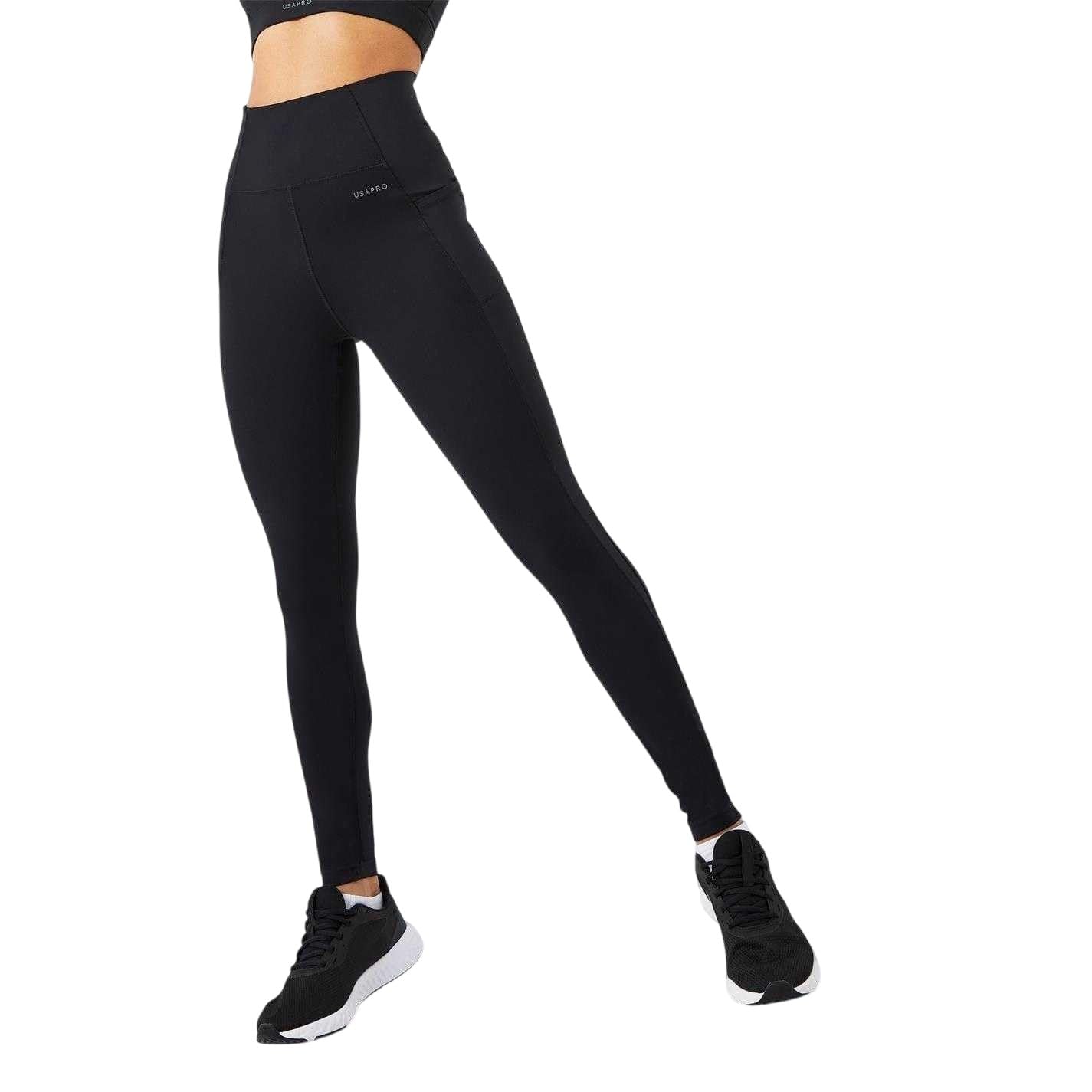 USA Pro Womens Core High Rise Leggings Black L