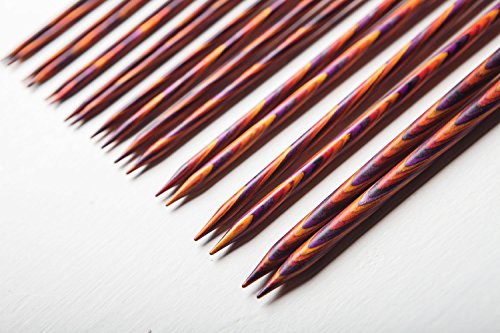 Image of Knit Picks Wood Interchangeable Knitting Needles Set - US 4-11 (Radiant) | 9 sizes of 4.75 inch long knitting needles in multicolor, includes cables, end caps, and connectors.