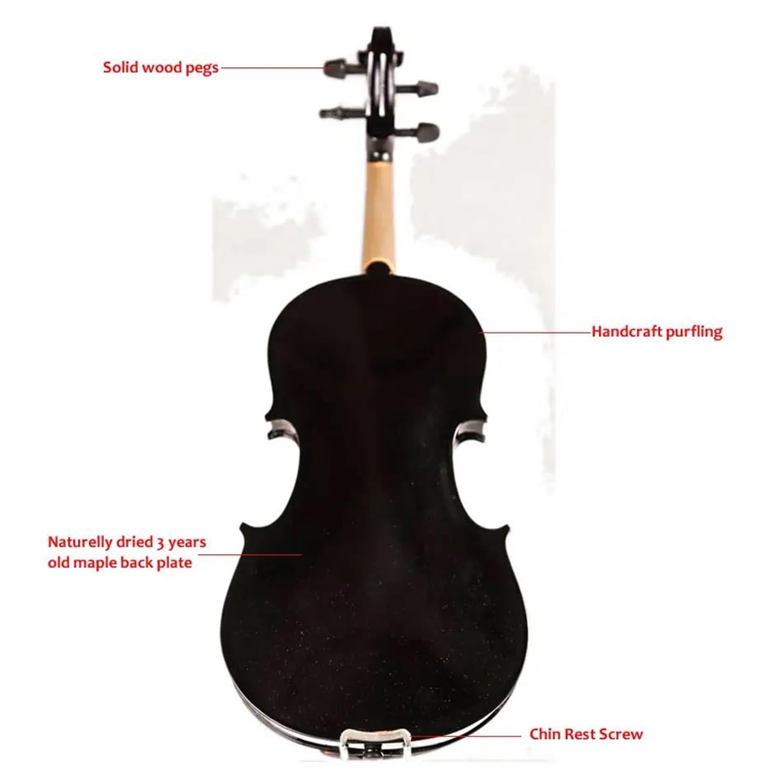 Kit Di Violino Professionale Principiante In Legno Massello 4/4 3/4 1/2 1/4 Violino Violino Set Completo Accessori Violino Nero(4/4)