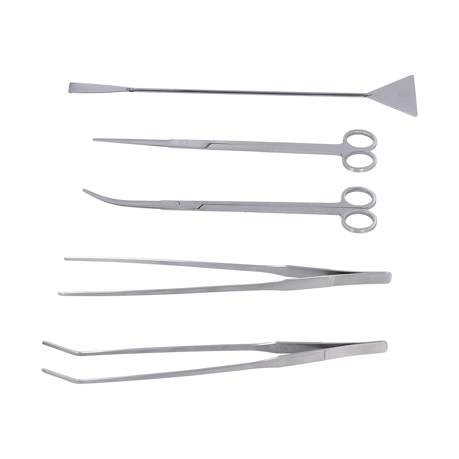 YAOGOHUA 5In1 Aquarium Cleaning Tool Kit Straight Tweezers Curved Tweezers Straight Scissors Curved Scissors Scraper