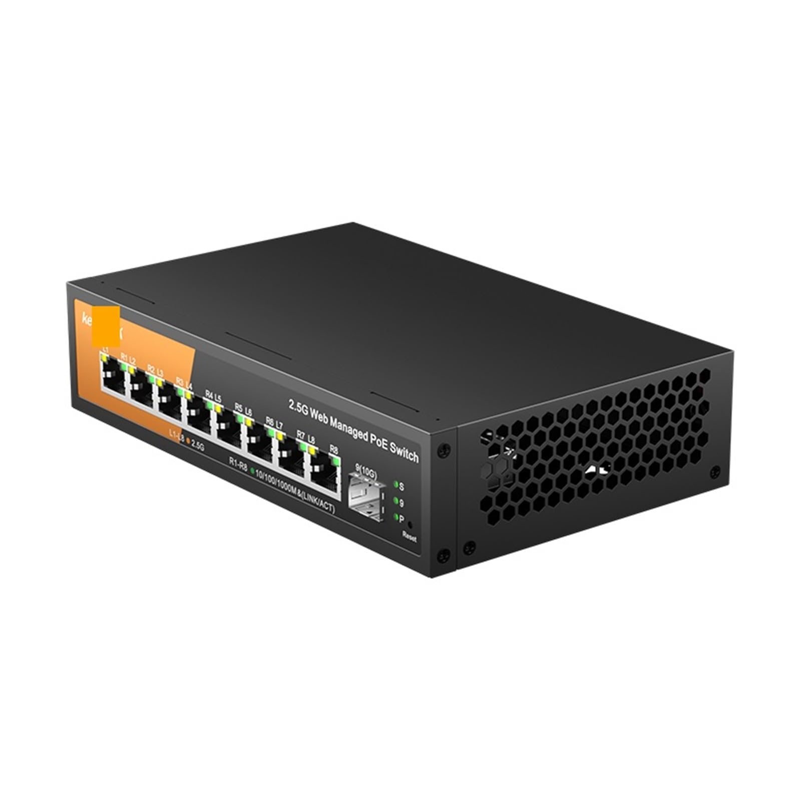 9-portowy przełącznik zarządzalny Multi-Gigabit z 8-2,5 Gb/s PoE i 1-10 GB SFP+ Uplink (przełącznik z wtyczką amerykańską)