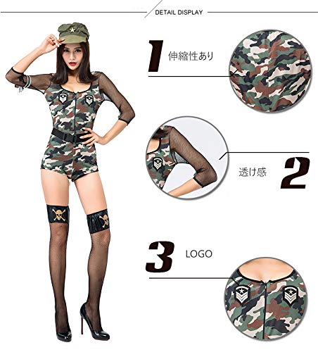 Amazon.co.jp: PP&DD ハロウィン コスプレ アーミー ガール 軍人 兵士