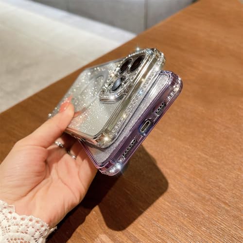 Coque magnétique diamant pailletée pour iPhone 15 Pro Max couverture souple noire - 4