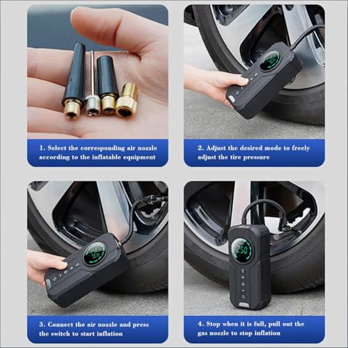 Image of Tire Inflator Portable Air Pump for Car,Tire Compressor Portable for Car 180 PSI, Electric Air Inflatable Pump 12V with Tire Pressure Gauge,Auto Electric Air Compressor for Car,Bicycle,Balls