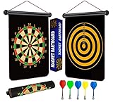 Magnetische Dartscheibe Dart Set, Doppelseitige Dartboard für Kinder Erwachsene Freizeit Sport mit 6 Dartpfeile Magnet Dart für Drinnen und Draußen, 12 Zoll