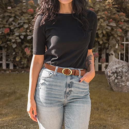 Womens Belt - CR Leather Belt Women Casual for Jeans Pants Dress - Belts with Gold Buckle for Women Fashion3