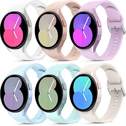 Higgs 6 Pack Correa Deportiva Compatible con Samsung Galaxy Watch 5/4 40mm 44mm/Watch 5 Pro 45mm/Galaxy Watch 4 Classic 42mm 46mm Mujer Hombre, Correa de Silicona Suave, Ajustable Luz Estelar