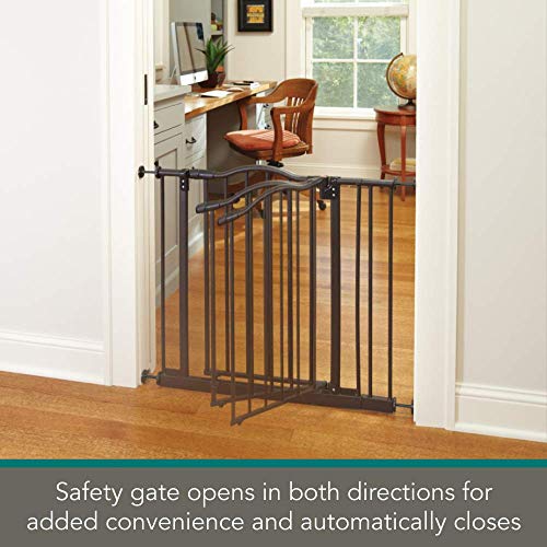MYPET North States 38.25" wide Windsor Arch Pet Gate: Heavy duty metal construction with triple lock technology. Dog gate & cat gate. Pressure Mount. Fits 28.25"-38.25" wide (28.5" Tall, Matte Bronze) - Image 4