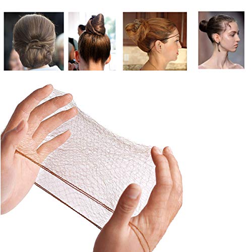 50PCS Hair Nets Invisible Elastic Edge Mesh Bun Hair Nets for Ballet Dance 20" Brown