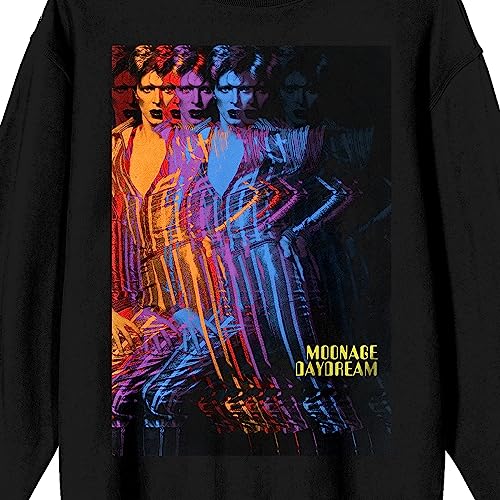 David Bowie Multi-Colored Artist Pose Crew Neck Long Sleeve Black Adult Sweatshirt2