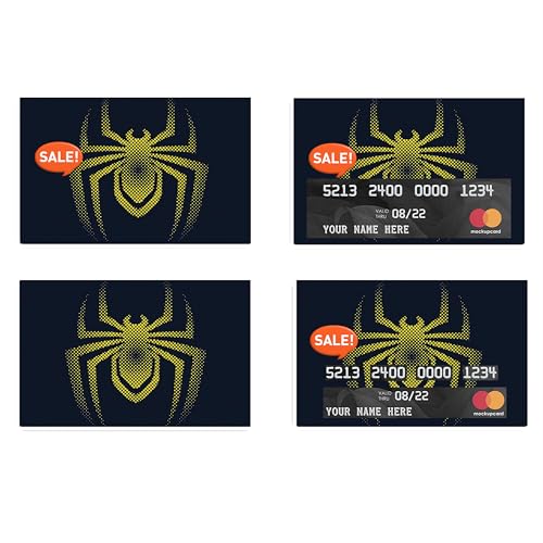 Card Skin Sticker Compatible for Debit Card, Credit Card, Transportation Card, Key Card, Vinyl Decal (Yellow Spider)