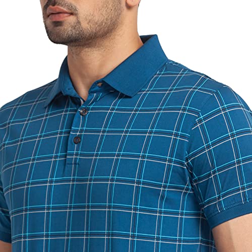 Image of Park Avenue Men's Pure Cotton Print Pattern Slim Fit Polo Collar Half Sleeve Casual T-Shirt