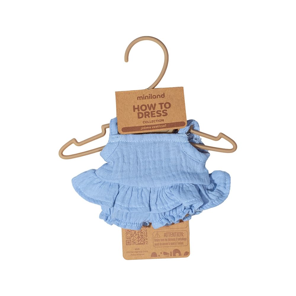 Miniland - Clothes for 21 cm Doll, Clothing Accessory for Dolls Summer Dress, Blue - Image 2