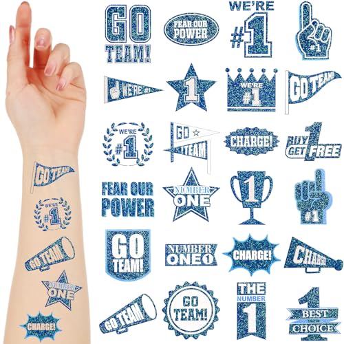 Landhoow Blue 240 Pcs School Spirit Tattoos Football Spirit Item