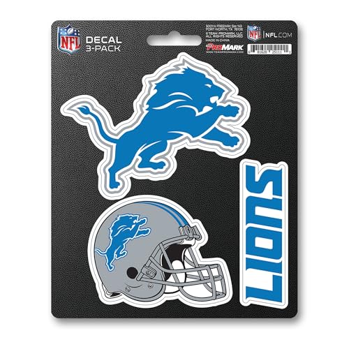 FANMATS 60954 Detroit Lions 3 Piece Decal Sticker Set