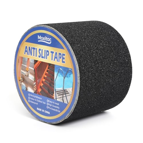 Image of Heavy Duty Anti Slip Traction Tape 4 inch x 38 FT, 80 Grit Waterproof High Friction Grip Tape for Indoor Outdoor Stairs, Pool, Ramps, Garage, Home & Commercial Use
