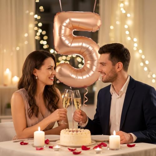 Image of YPSelected 32 Inch Large Foil Helium Number Balloon Birthday Wedding Party 0-9 (Orange, 5)
