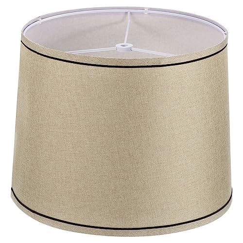 PATIKIL Drum Lampshade for Table Lamps 11.4" Top x 12.6" Bottom x 9.8" High Floor Lamp Shade Easy Assembly Medium Linen Lampshade for Table Lamps Floor Lamp Beige Black