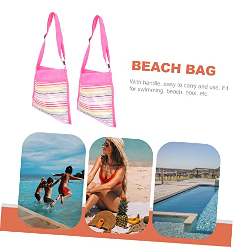 2Pcs Capacity Beach Bag Portable Mesh Tote for Shell Collecting and Beach Essentials Easy Clean Design Pool3