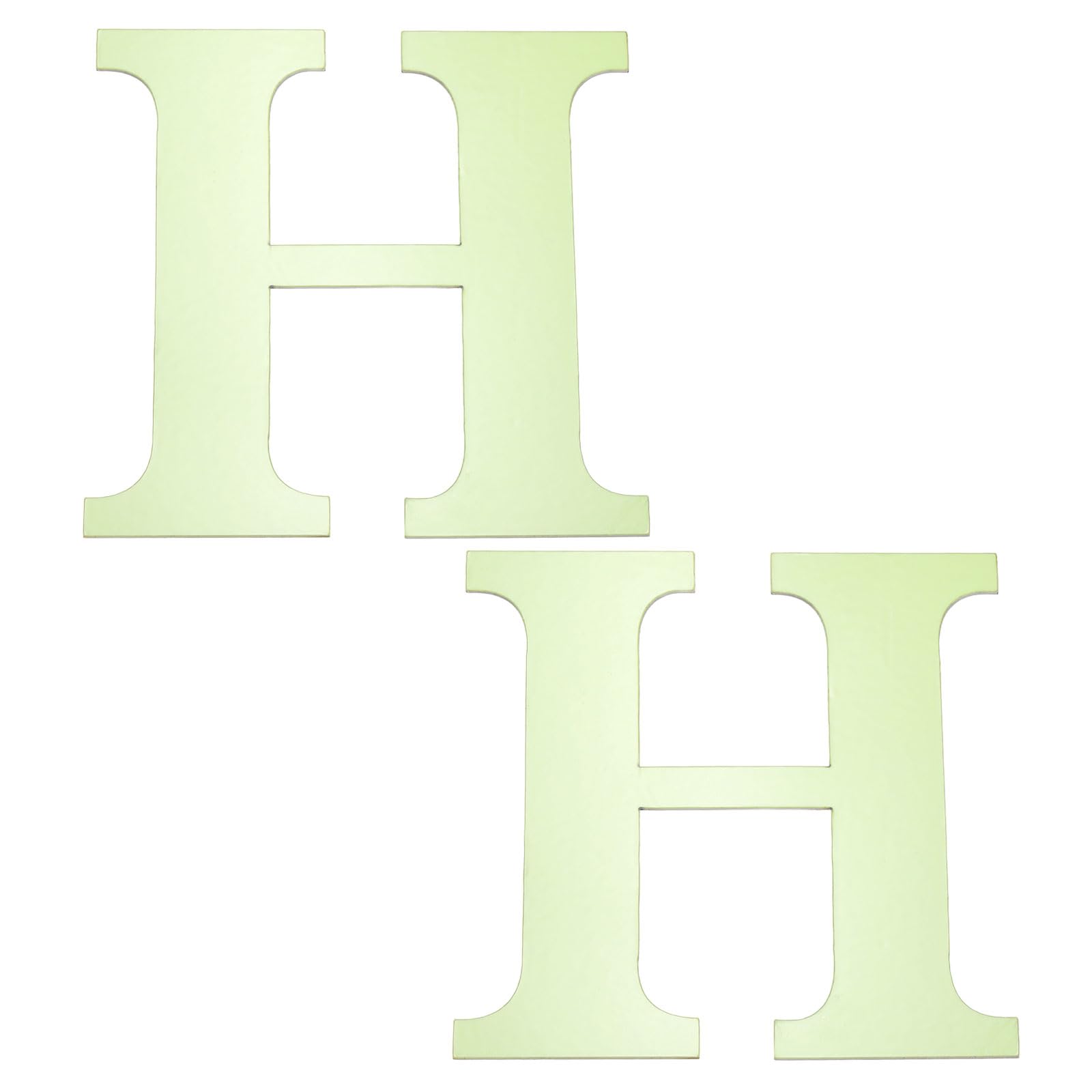 sourcing map 2Pcs 3D Alphabet Mirror Wall Stickers, 3.9" Letter H Self-Adhesive Glow in the Dark Sticker for DIY Party Wedding House Room Bedroom Wall Decoration, Fluorescent Green