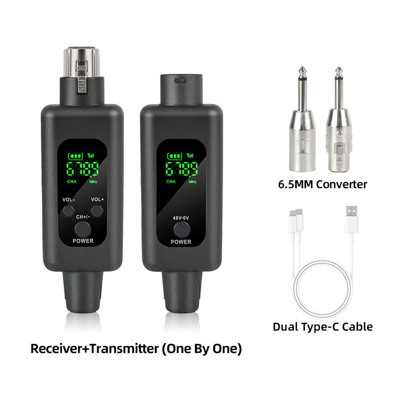 Image of kh Professional Wireless UHF Microphone System - XLR Transmitter & Receiver Kit for Dynamic /Condenser Microphones, Electric Guitar, Organ, Guitar Amplifier & Musical Instruments