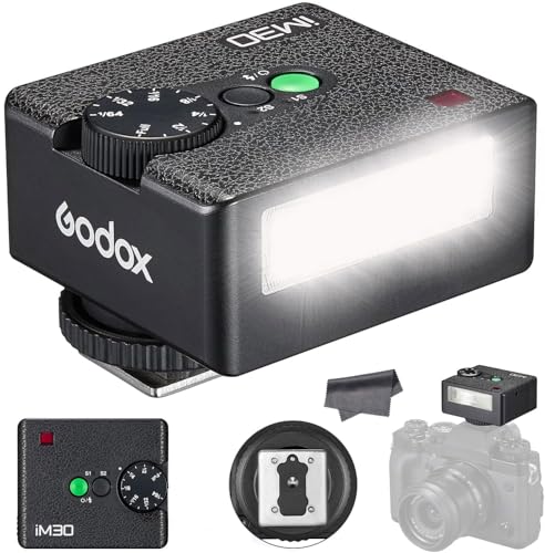 Godox iM30 Mini Flash for Camera,GN15, 7 Power Levels, CCT 6500K±200K with S1/S2 Optical Control Small Attachment Speedlite for Canon/Sony zv1 /Sony zve10 /Nikon/Fujifilm/Olympus/Ricoh gr III