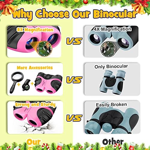 Dislocati Girls Toys Age 4 5 6 7 8, Kids Binoculars Gifts for 3-12 Year Olds Girls Outdoor Toys for 3-9 Year Old Boys Girls Kids Toys Age 5 6 7 8 9 10 Presents Birthday Gifts for Girls