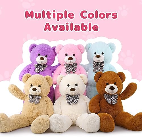 MaoGoLan Giant Teddy Bear Stuffed Animal 4 Feet, Soft and Cuddly Big Teddy Bear Plush, Classic Pink Stuffed Bear Gift for Baby Shower,Party,Birthday,Valentines Day