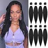 Braiding Hair Pre Stretched 16 Inch 8 Packs Professional Synthetic Braiding Hair for Box Braids/Twists/Crochet Braids No Itch Hot Water Setting Soft Yaki Texture (1B#)