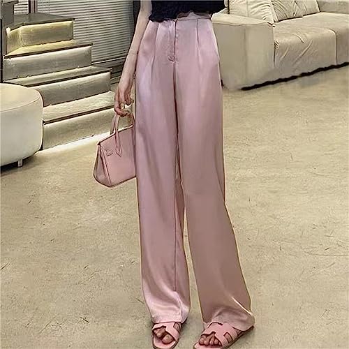 Betusline Women's Satin Wide Leg Dress Pants High Waisted Business Work Trousers3