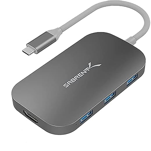 SABRENT 8-in-1 USB Type-C Hub with HDMI(4K) Output, 3 USB 3.0 Ports, 1 USB 2.0 Port, SD/MicroSD Multi-Card Reader [4K and Power Delivery Support] (DS-UHCR)