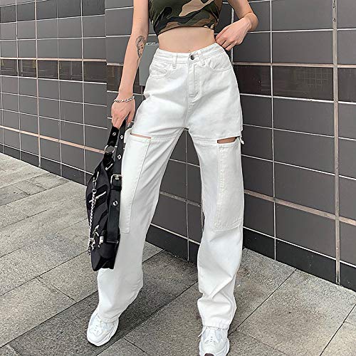 Grunge Hight Waisted Jeans Y2k Vintage Goth Straight Leg Trousers Women Punk Cargo Pants Fairycore Streetwear2