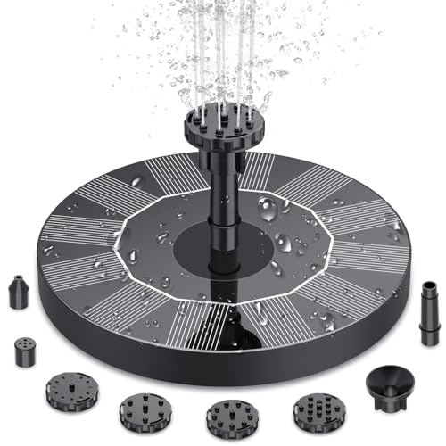 Bomba de fuente solar para actualización de baño de pájaros, fuente solar de baño para pájaros con 6 boquillas, bomba de fuente de agua solar flotante para jardín, estanques, piscina, pecera, acuario