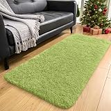 OLANLY 2x4 Machine Washable Runner Rugs for Hallway, Soft Fluffy Shaggy Bedside Rugs for Bedroom, Living Room, Indoor Floor Carpet for Kids Girls Boy, Nursery Rooms, Home Decor Aesthetic, Grass Green