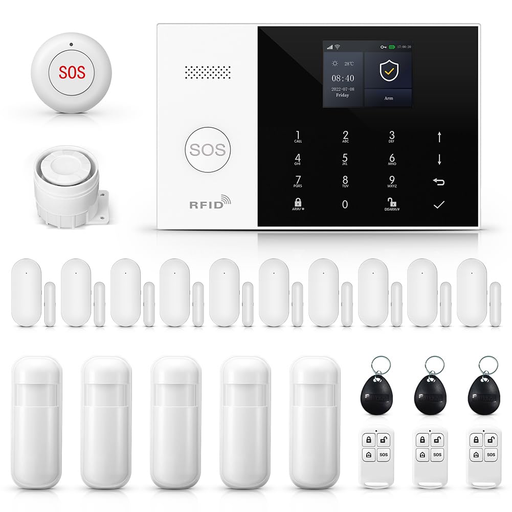 XNY 4G and WiFi Wireless Home Alarm System, 24-Piece-Kit DIY Burglar Alarm System for Home Security with App Control, Door Window Sensor, Motion Detector,Work with Google Assistant and Alexa