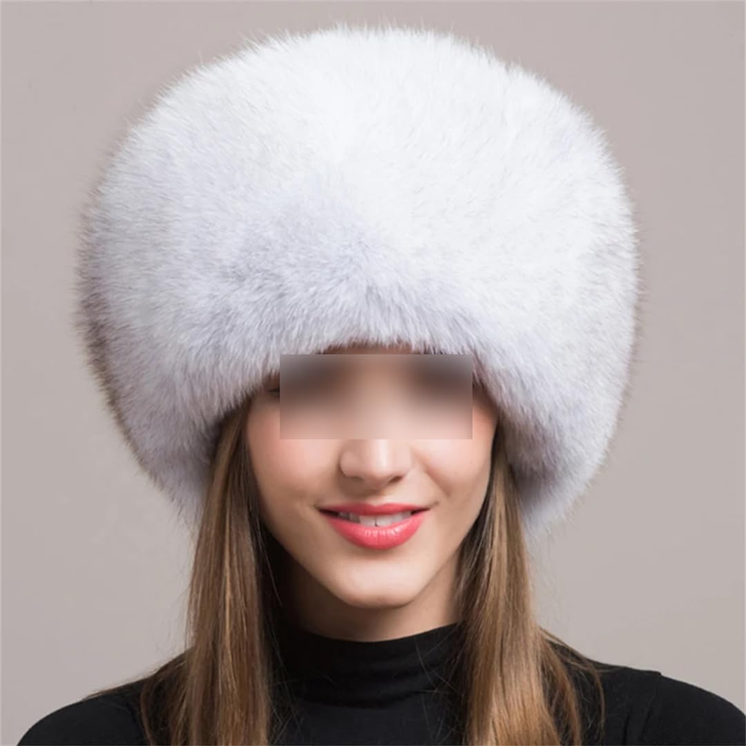 Cappello da donna spesso in finta pelliccia, caldo, alla moda, tinta unita, con paraorecchie