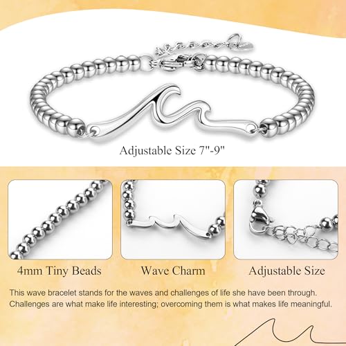 Waves Friendship Bracelets for Bestie - Friendship Gift for Best Friend, Sliver Matching Bracelets for Bff, Forever Love, Friendship Jewelry for Christmas, Birthday, Graduation and Moving4