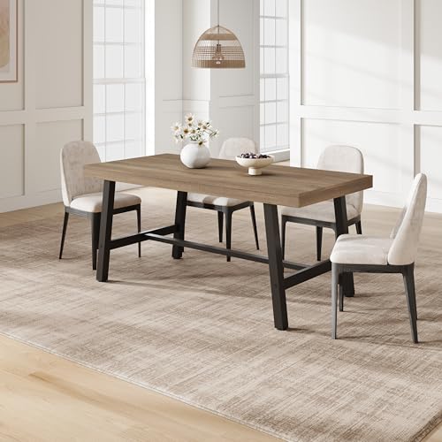 Image of GarveeHome Industrial Dining Table for 4-6 People, 63 inch Long Kitchen Table with Sturdy Metal Frame, Rectangular Counter for Dinner, Kitchen, Dining Room (Rustic Pear, 63 inch Non-extendable)
