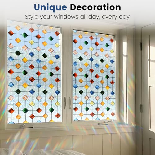 Image of DKTIE Rainbow Stained Glass Window Film Decorative 23.6in X 78.7in