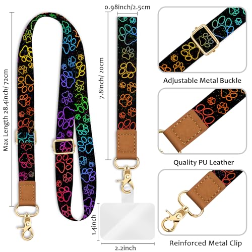 Image of Piefly Cell Phone Lanyard Crossbody Wrist Strap Adjustable for Women Dog | Travel Daily Walking, Around the Neck, Hands-free, Universal, Fit Key ID badge, Accessories, Compatible with Most Smartphones