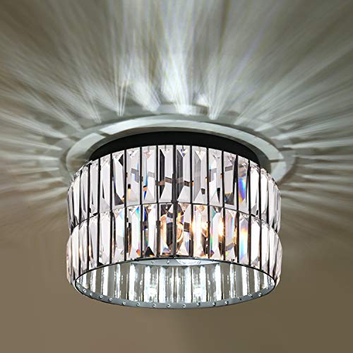 K9 Crystal Flush Mount Ceiling Light Fixtures , Indoor Modern Close to Ceiling Light with Double Layer Crystal, GALTLAP 3-Light Chandeliers Lighting for Living Room Bedroom Porch Hallway Dining Room