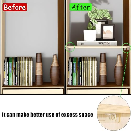 Image of Self Adhesive Shelf Support Pegs, Clear Cabinet Shelf Brackets Clips for Kitchen Wardrobe Partition, Punch Free Heavy Duty Layer Support Hook (Row Hook, 2)