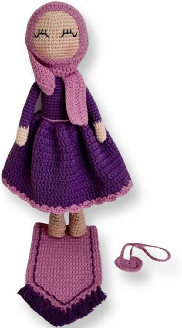 Crochet Hijab Doll, Amigurumi Muslim Doll, Ramadan Gift, Muslim Gift, Eid Gifts for Kids (Doll with Prayer Mat)