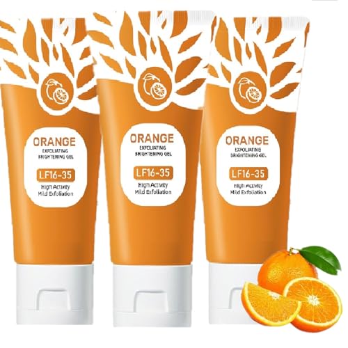 3Pcs Orange Exfoliating Gel for Face and Body Exfoliating Cleansing Gel Scrub Orange Enzymes Exfoliatings Gels Pore Peeling Scrub Deep Cleansing Moisturizing Facial Exfoliator Remove Blackheads