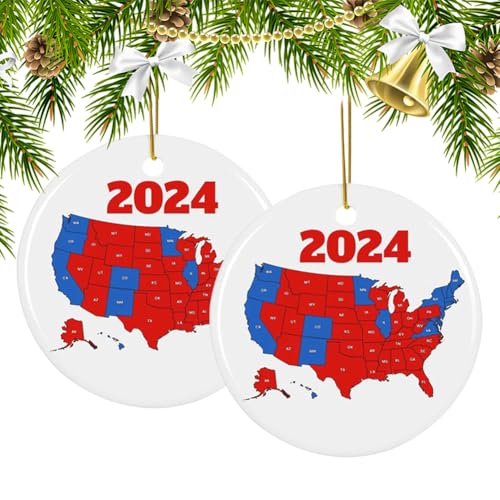 Get Stoop Adorno navideño de Trump, Mapa de Resultados de Las Elecciones de EE. UU., Adorno acrílico del Presidente Trump 2024, Adorno de Bandera de EE. UU. 45 47 Trump 2024, Adorno acrílico