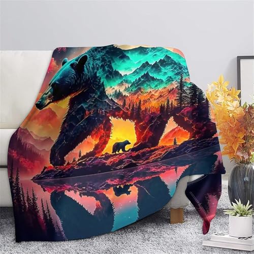 Couverture ours peluche 3D microfibre chaude pour canapé